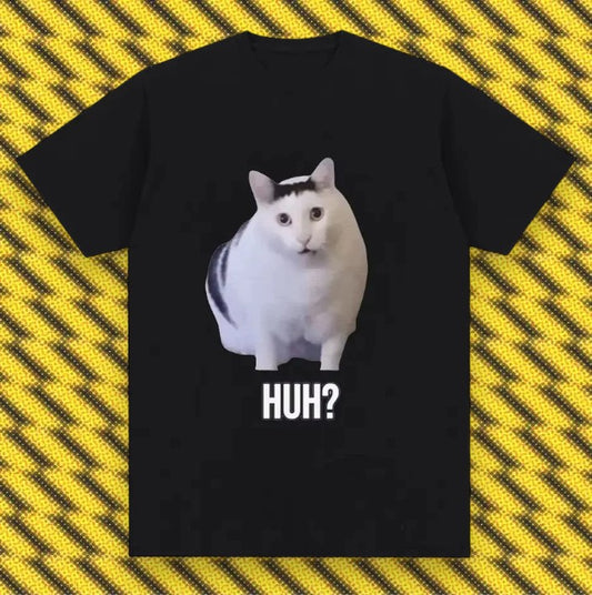 Cat Saying Huh? Funny Meme Unisex T-shirt